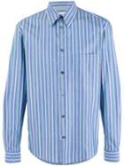 Stella Mccartney Pyjama Striped Shirt, Men's, Size: 43, Blue, Cotton