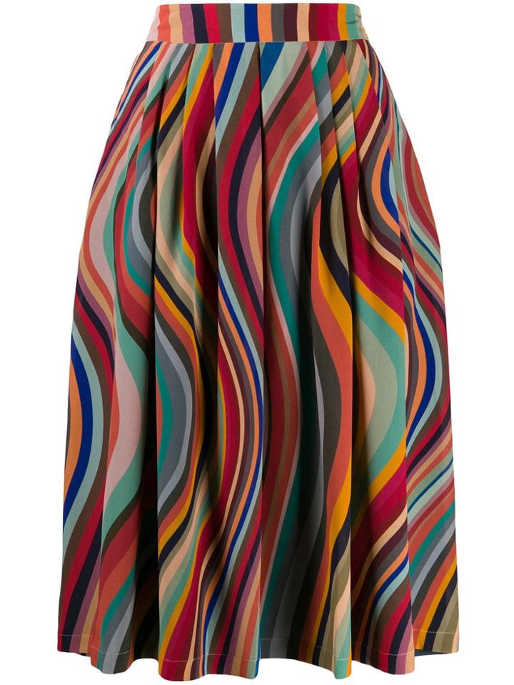 Ps Paul Smith Pleated Wave Pattern Skirt - Red