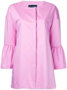 Boutique Moschino - Peplum Sleeve Coat - Women - Cotton/other Fibres - 48, Pink/purple, Cotton/other Fibres