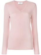 Snobby Sheep Ribbed V-neck Sweater - Pink & Purple