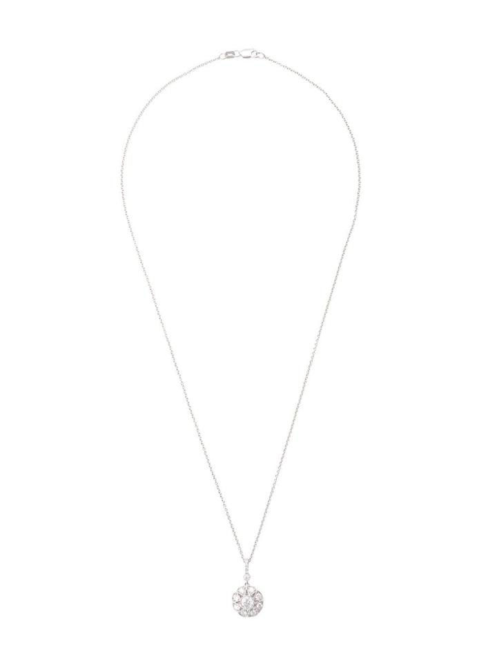 Marchesa 18kt White Gold Floral Diamond Pendant Necklace
