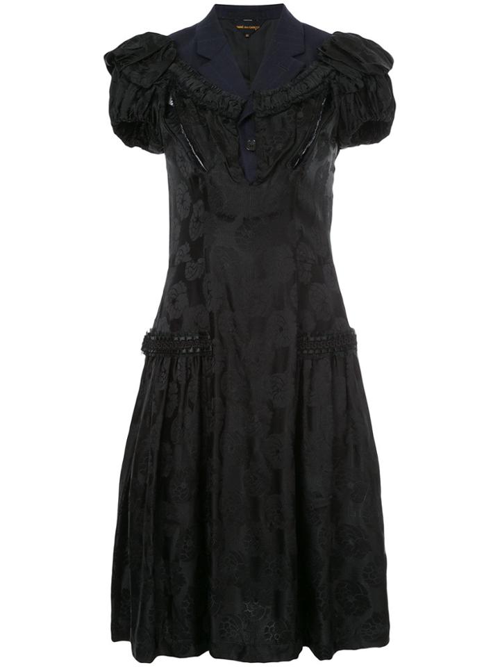 Comme Des Garçons Vintage Contrast Lapel Jacquard Dress - Black