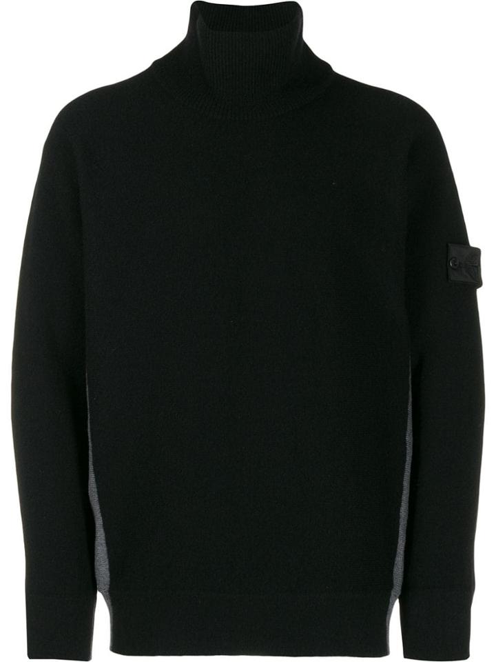 Stone Island Shadow Project Contrast Roll-neck Sweater - Black