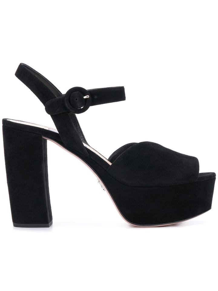 Prada Chunky Heeled Sandals - Black