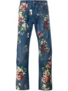 Gucci Floral Painted Jeans, Men's, Size: 33, Blue, Cotton