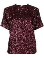 Victoria Beckham Sequined T-shirt - Red