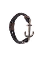 Nialaya Jewelry Braided Anchor Bracelet, Men's, Size: Medium, Black