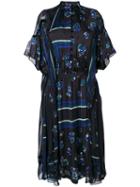 Sacai - Geometric And Floral Print Sheer Dress - Women - Polyester - 4, Black, Polyester
