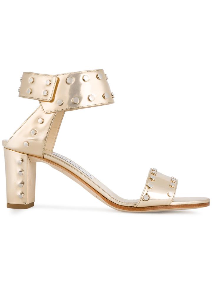Jimmy Choo Gold Leather Veto 65 Sandals - Metallic