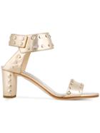 Jimmy Choo Gold Leather Veto 65 Sandals - Metallic