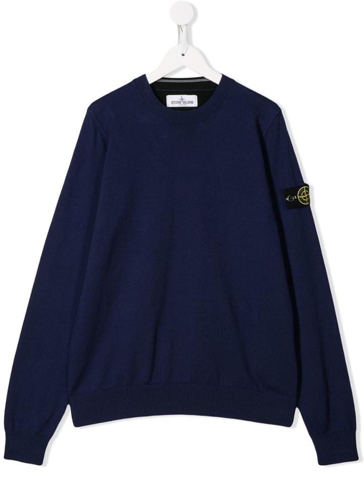 Stone Island Junior Logo Sweater - Blue