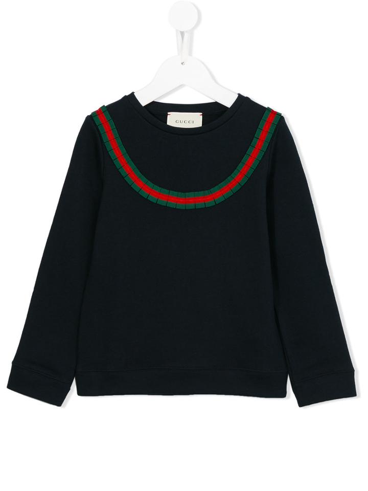 Gucci Kids Contrast Stripe Sweatshirt, Girl's, Size: 10 Yrs, Blue
