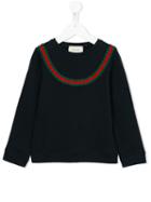 Gucci Kids Contrast Stripe Sweatshirt, Girl's, Size: 10 Yrs, Blue