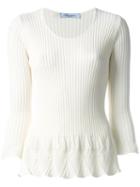 Blumarine Flared Knit Top, Women's, Size: 42, White, Polyamide/viscose