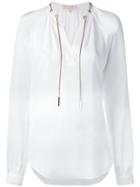 Michael Kors Tie-neck Blouse, Women's, Size: Large, White, Silk