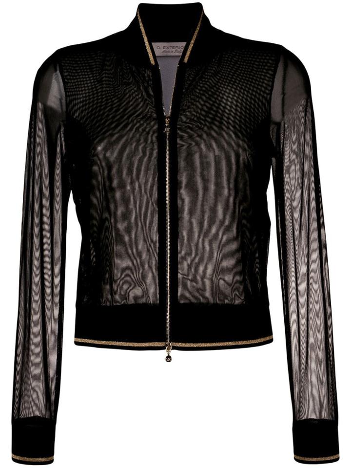 D.exterior Sheer Tulle Bomber Jacket - Black