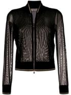 D.exterior Sheer Tulle Bomber Jacket - Black