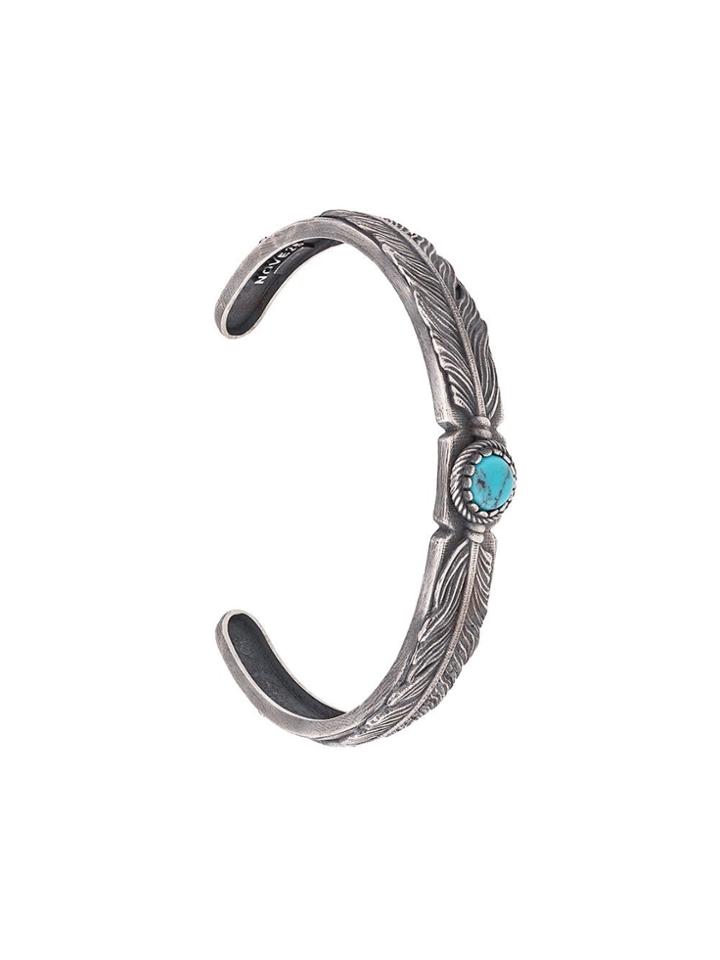 Nove25 Feather Stone Cuff Bracelet - Silver