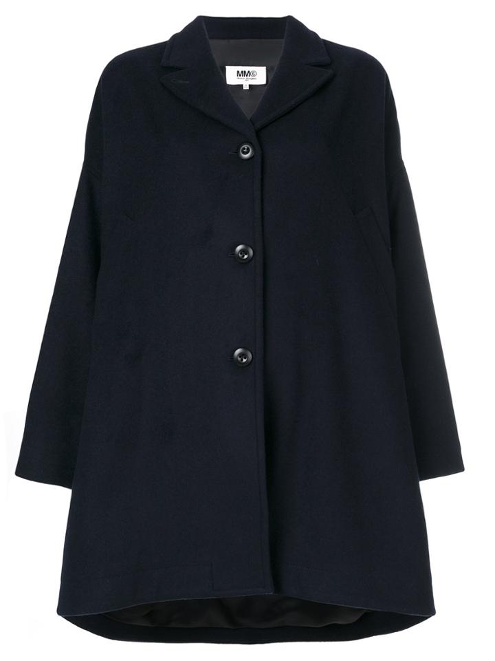 Mm6 Maison Margiela Oversized Curved Hem Coat - Blue