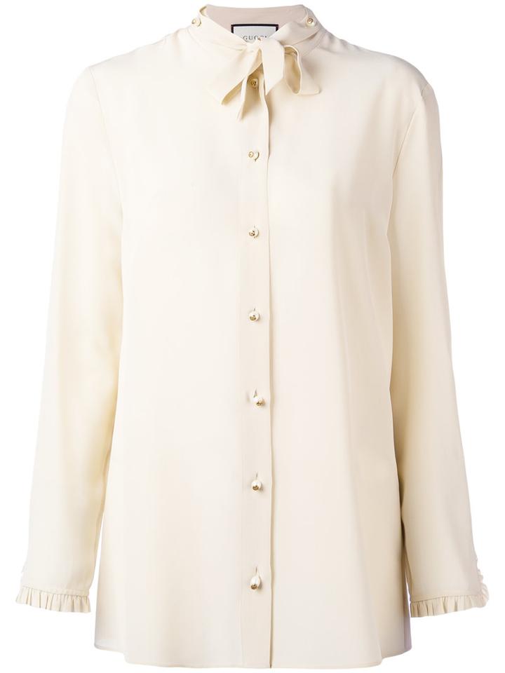 Gucci - Pussy Bow Blouse - Women - Silk - 44, Women's, Nude/neutrals, Silk