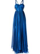 Maria Lucia Hohan Side Slit Long Dress, Women's, Size: 38, Blue, Silk/nylon/spandex/elastane