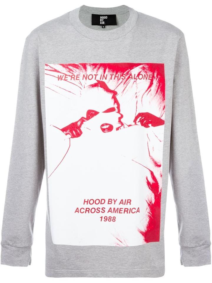 Hood By Air Front Print T-shirt, Men's, Size: Small, Grey, Cotton