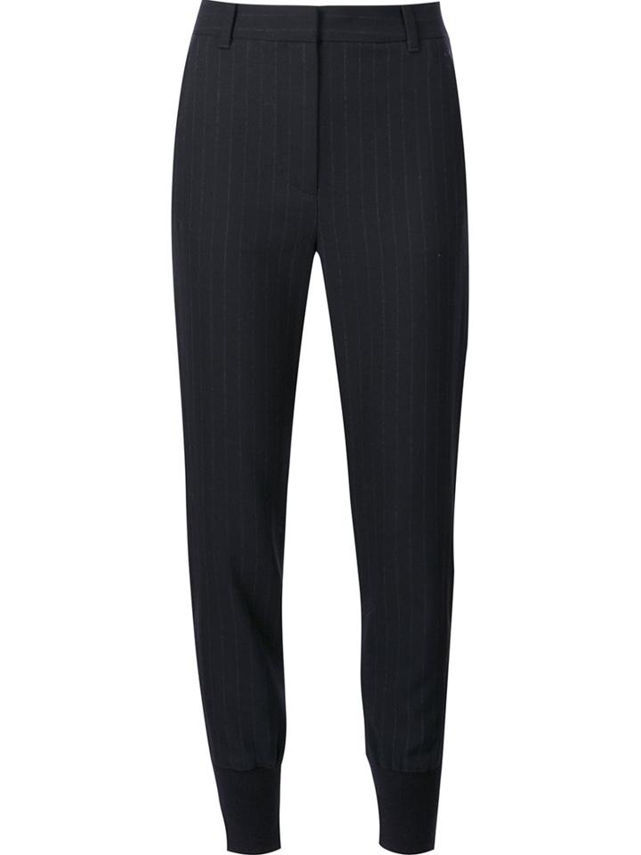 3.1 Phillip Lim Tapered Pinstripe Trousers, Women's, Size: 8, Blue, Wool