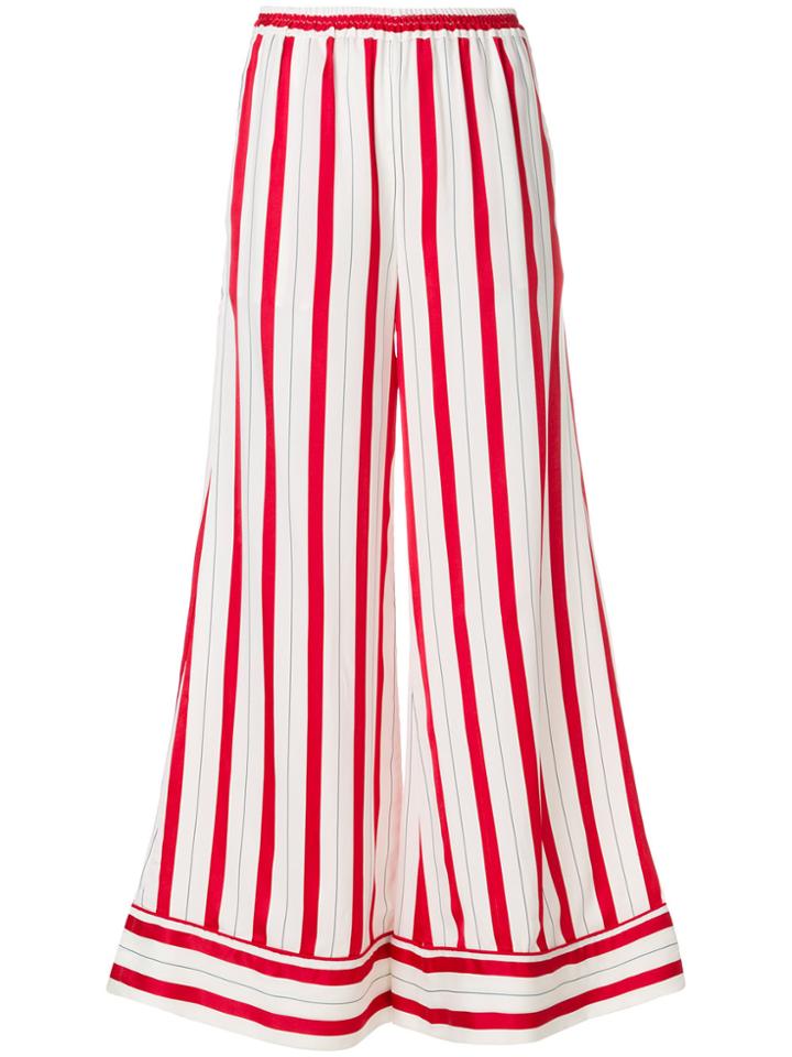Scrambled Ego Striped Wide Leg Trousers - Red