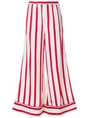 Scrambled Ego Striped Wide Leg Trousers - Red