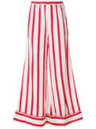 Scrambled Ego Striped Wide Leg Trousers - Red