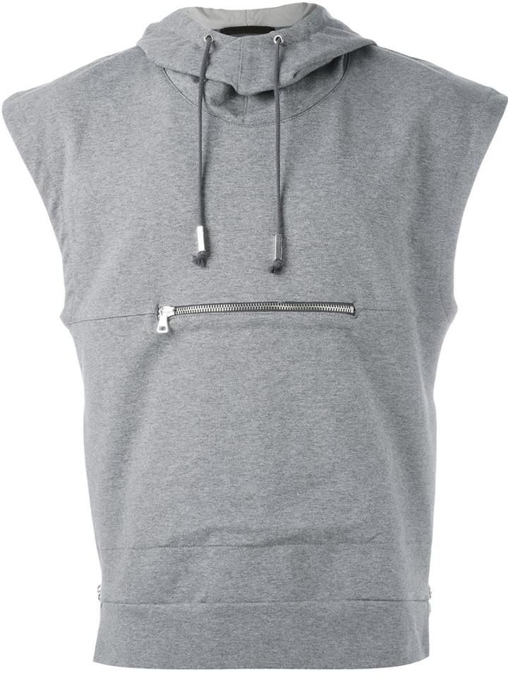 Eleventy Sleeveless Hoodie, Men's, Size: Medium, Grey, Cotton/spandex/elastane