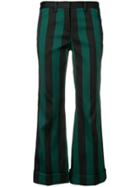 No21 Striped Cropped Trousers - Black