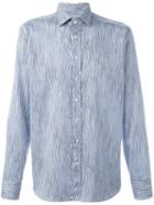 Etro Wavy Stripe Print Shirt, Men's, Size: 43, Blue, Cotton