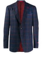 Isaia Check Fitted Blazer - Blue