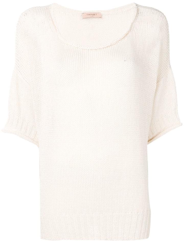 Twin-set Relaxed Knitted Top - Neutrals