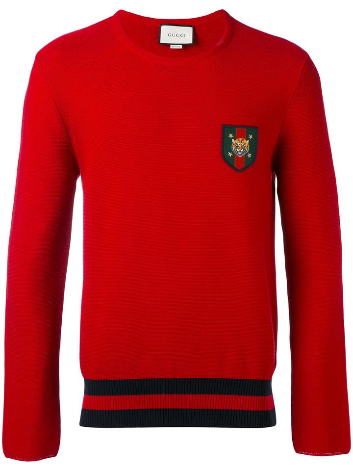 Gucci - Crest Logo Jumper - Men - Cotton - L, Red, Cotton