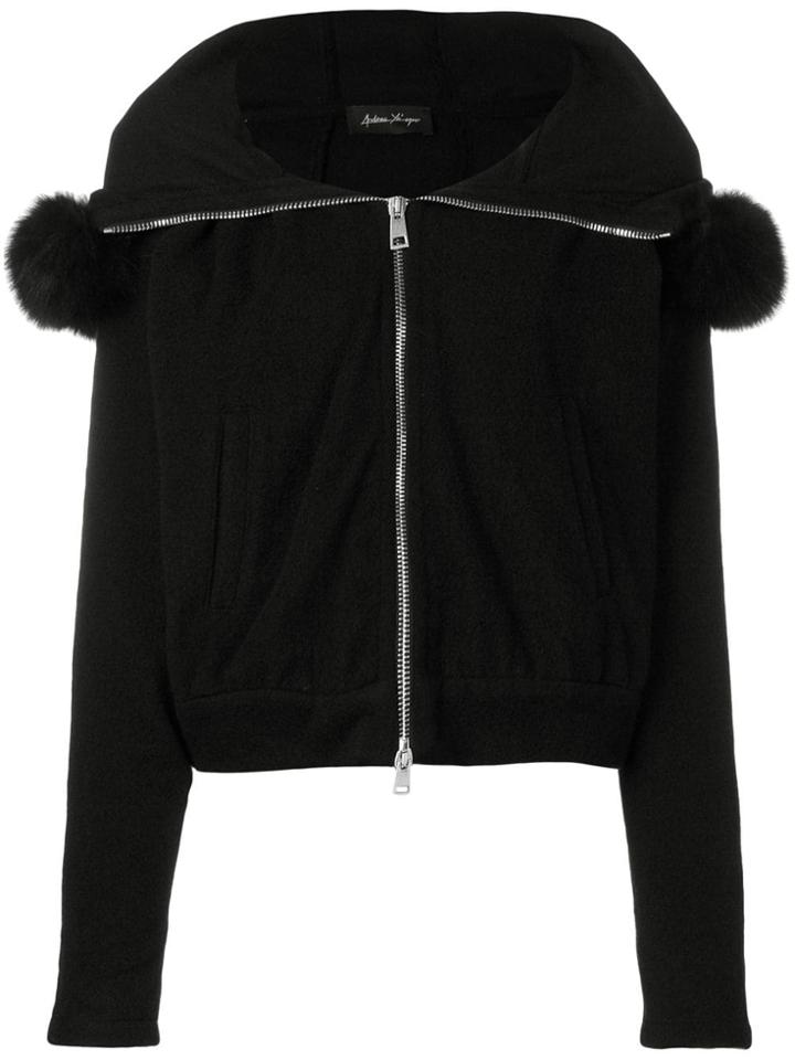 Andrea Ya'aqov Hooded Zip Up Jacket - Black