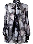 Alexander Mcqueen Floral Print Blouse, Women's, Size: 42, Black, Silk