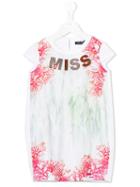 Miss Blumarine Miss Coral Print Dress, Girl's, Size: 6 Yrs, White