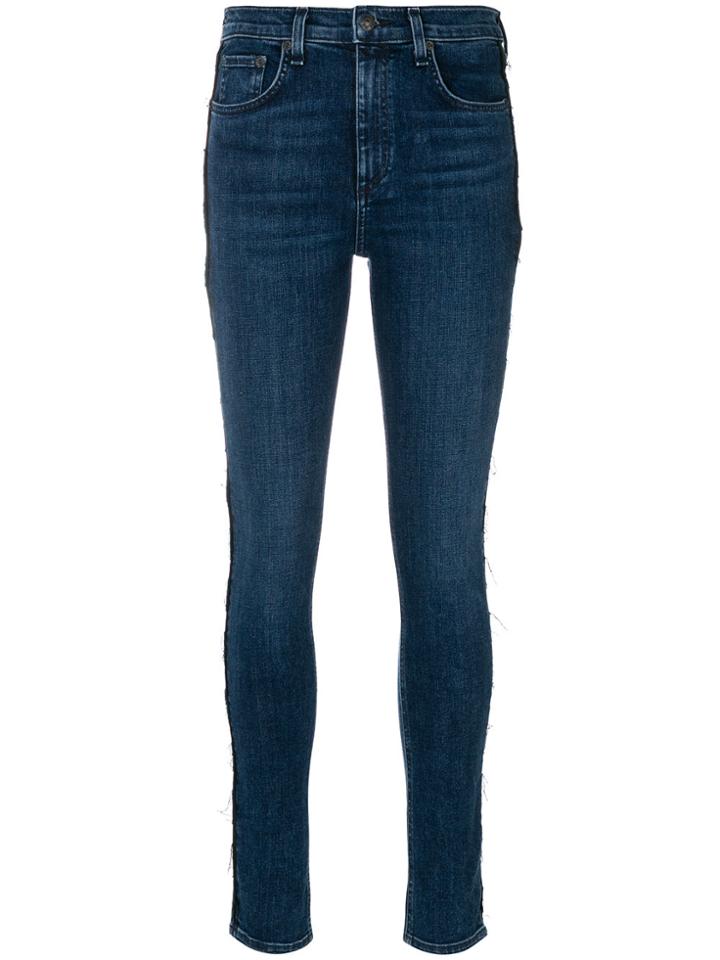 Rag & Bone Frayed Seam Skinny Jeans - Blue