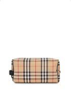 Burberry Vintage Check And Leather Pouch - Neutrals