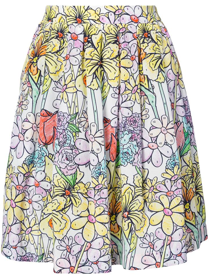 Moschino - Paint By Number Print Skirt - Women - Silk/cotton/acetate/viscose - 40, Silk/cotton/acetate/viscose