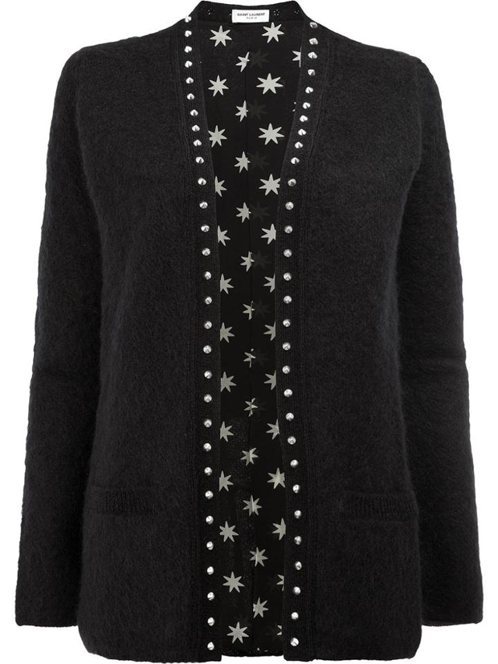 Saint Laurent Studded Trim Cardigan - Black