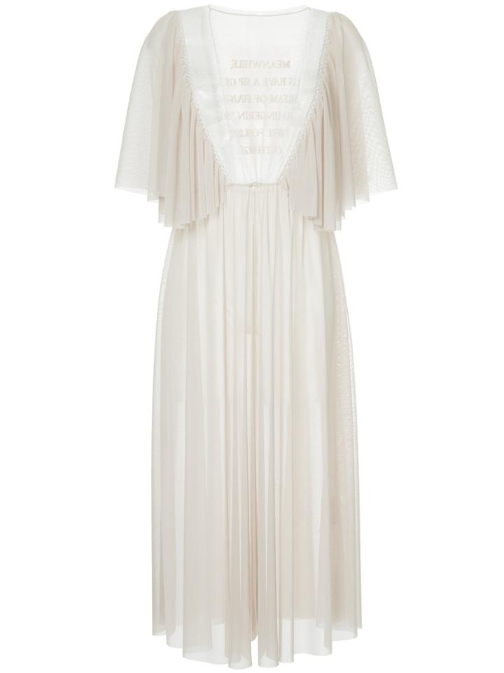 Tu Es Mon Trésor Message Patchwork Mesh Gown - White