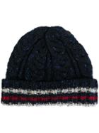 Thom Browne Cable Knit Hat, Men's, Blue, Wool