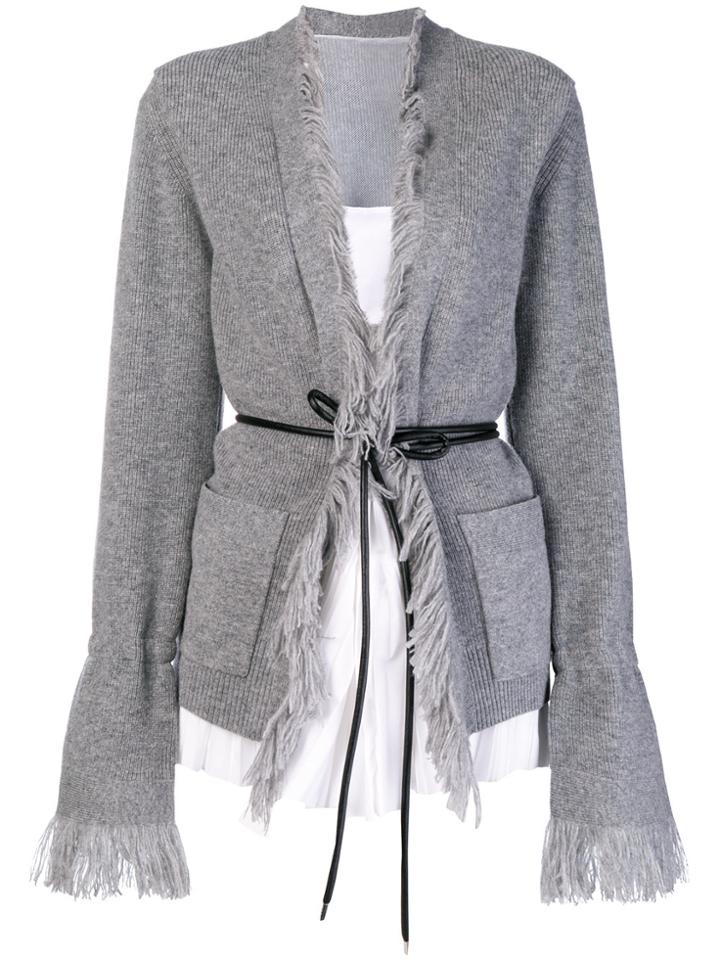 Sacai Fringed Layered Cardigan - Grey