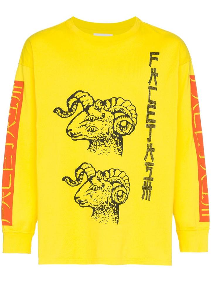 Facetasm Ftasm Prnt Ls Tee Yel - Yellow & Orange