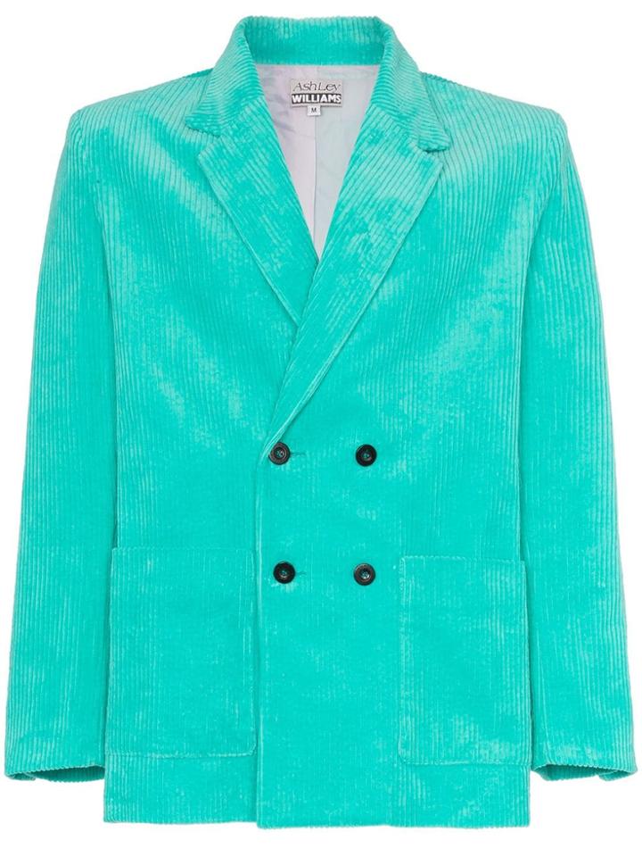 Ashley Williams Executive Double Breasted Corduroy Cotton Blazer -