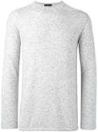 Roberto Collina Round Neck Jumper, Men's, Size: 50, Grey, Silk/cashmere
