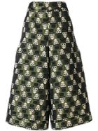 Ultràchic Skull Embroidered Cropped Trousers - Green